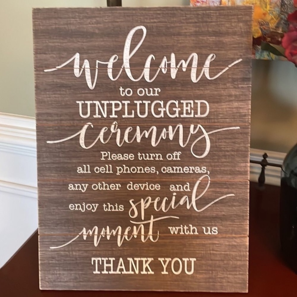 Unplugged Ceremony Wooden Sign - Like New